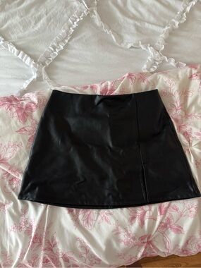 Altar'd State Black Faux Leather Mini Skirt